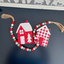 Load image into Gallery viewer, Red White Check Christmas House