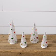 Load image into Gallery viewer, White Bottle Brush Trees with Ornaments Set