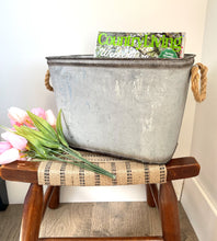 Load image into Gallery viewer, Metal Storage Bin with Rope Handles