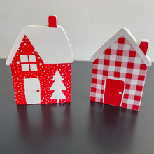 Load image into Gallery viewer, Red White Check Christmas House