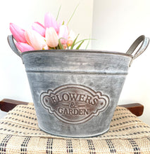 Load image into Gallery viewer, Flower and Garden Tin Bucket-Small
