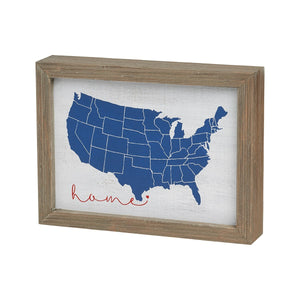 Home-American Map Wood Box Sign