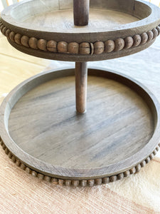 Rustic Tiered Tray with Beaded Edge