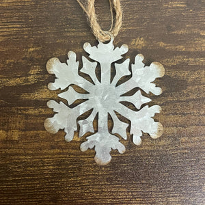 Rusty Metal Snowflake Ornament Set
