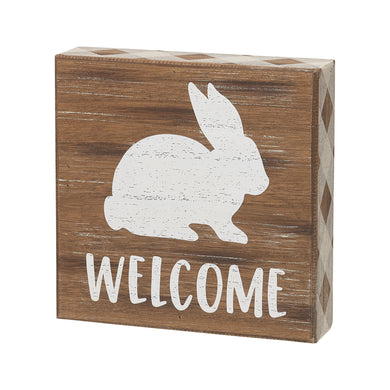 bunny welcome box sign
