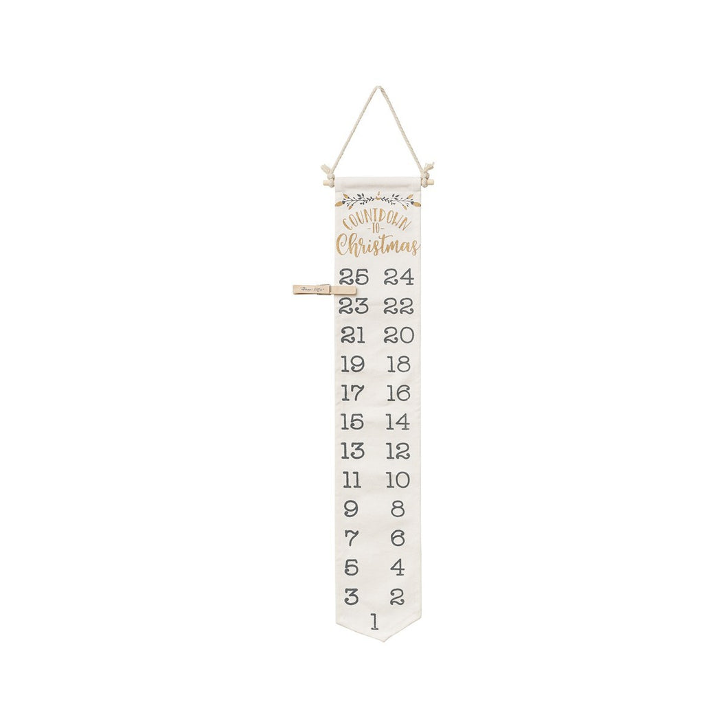 Gold Glitter Christmas Countdown Banner with Clip