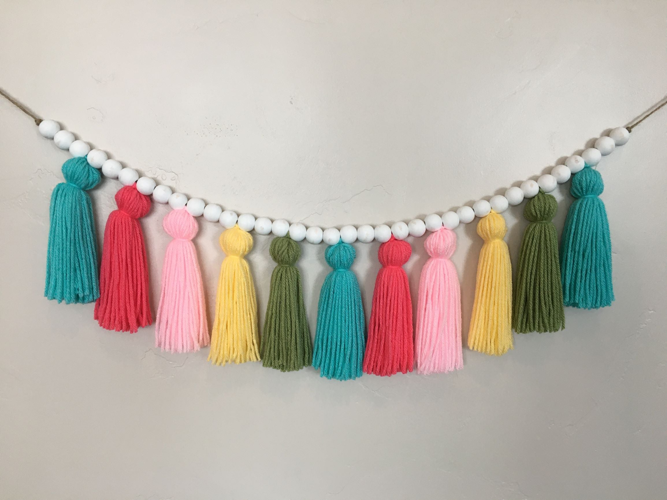 Yarn Tassel Beaded Garland - Rooted Childhood