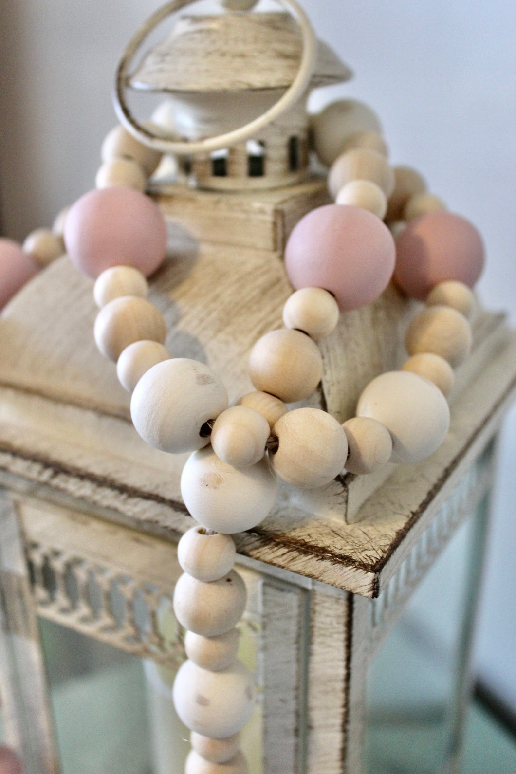 Farmhouse Wood Bead Garland in Pink and Cream – West Main Creations