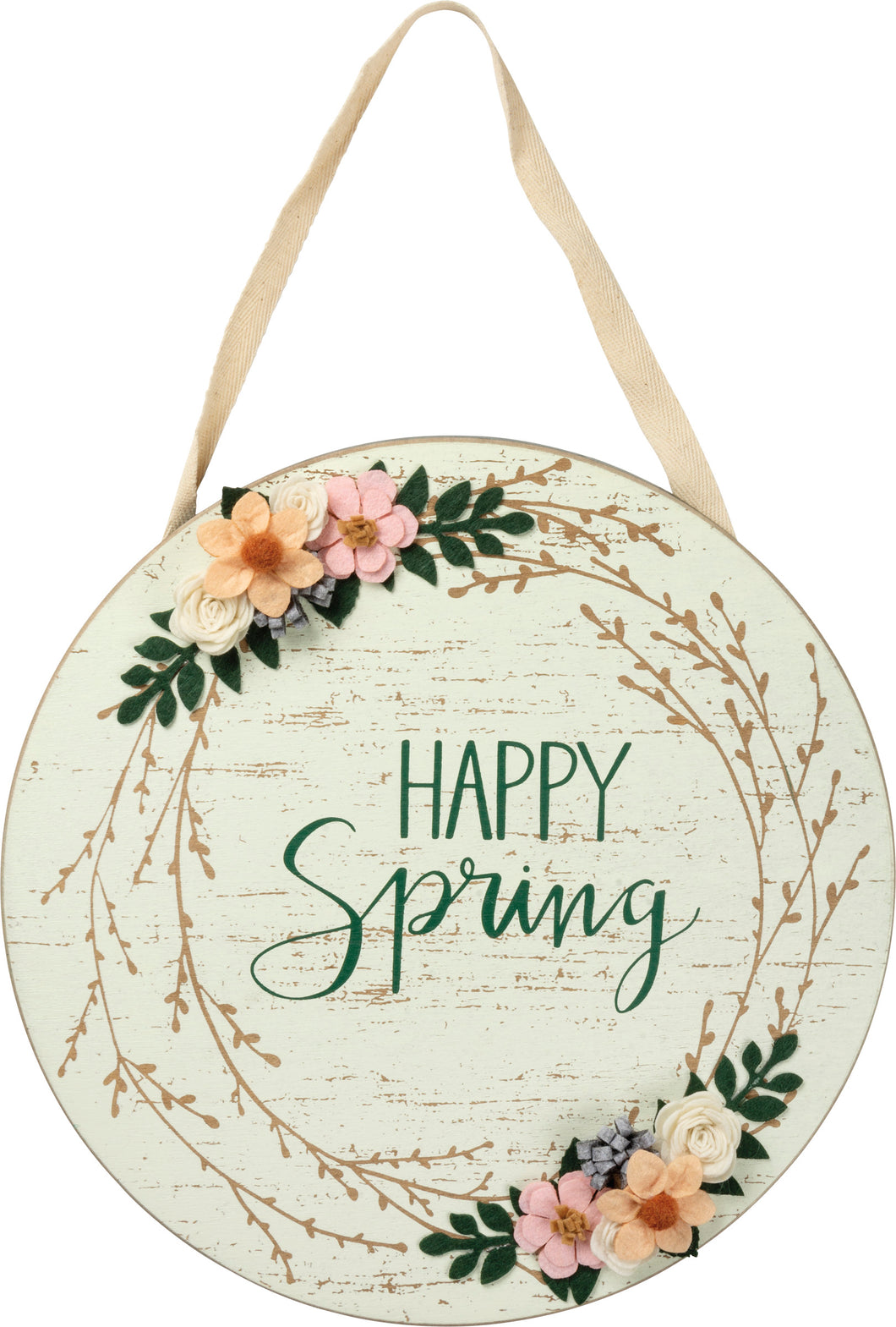 Happy Spring Wood Round Sign