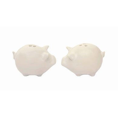 Stoneware pigs salt and pepper shaker set in white