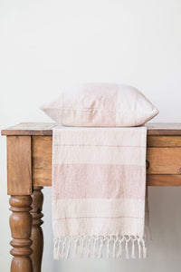 cotton woven pink striped table runner