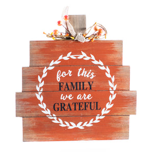 For This Family We Are Grateful Pumpkin Plaque