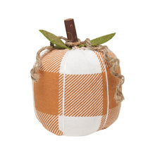 Load image into Gallery viewer, orange and white check fabric pumpkin size small