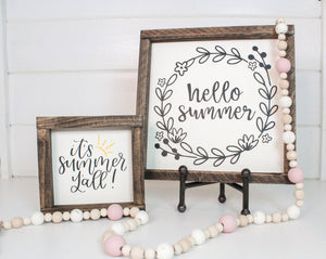 Farmhouse Wood Bead Garland in Pink and Cream