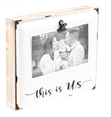 this is us wood and enamel picture frame with clip